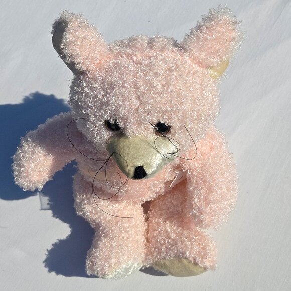 Sold -Plush Soft Pink Dusty Rose Mouse by Proud Toy Sweet Xtra Soft Shaggy Curly - Picture 6 of 12